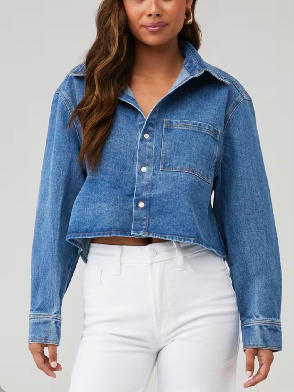 Bardot womens Blue Cairo Long sleeve button down denim shirt S/4